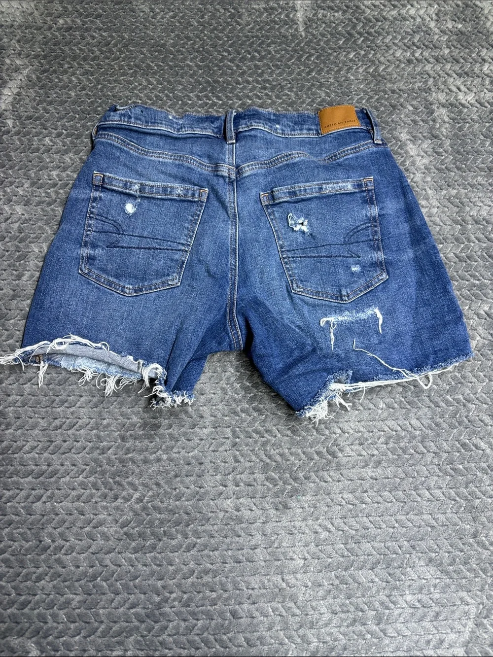 American Eagle Outfitters Raw Hem Distressed Denim Shorts - Blue
